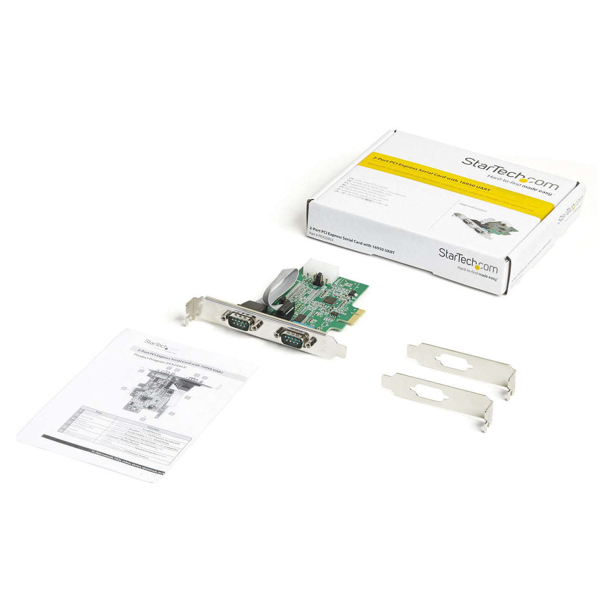 2 Port PCI Express serielle Schnittstellenkarte - 16950 UART - 256-Byte-FIFO-Cache - Adapterkarte