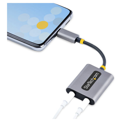 STARTECH.COM USB-C Audio Splitter USB-C Dual Kopfhrer Splitter/Adapter mit Mikrofoneingang USB-C auf Klinke fr 2 Kopfhrer