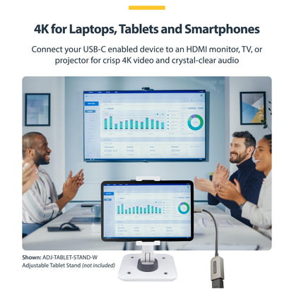 STARTECH.COM USB-C to HDMI Adapter 4K 60Hz HDR10 USB-C to HDMI 2.0b Adapter Dongle USB Type-C DP Alt Mod USB C to HDMI Converter