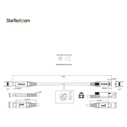 STARTECH.COM 0.5m USB-C cable with top screw locking device 10Gbit/s - USB 3.1/3.2 Gen 2 Type-C cable - 100W 5A PD DP-Alt-Mode