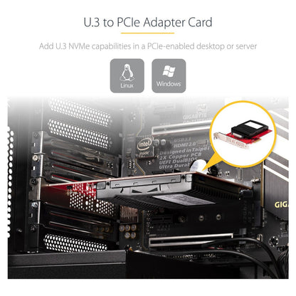 U.3 PCIe Adapterkarte PCIe 4.0 x4 Adapter fur 6,35cm 2,5Zoll U.3 NVMe SSDs SFF-TA-1001 PCI Express Add-in Karte