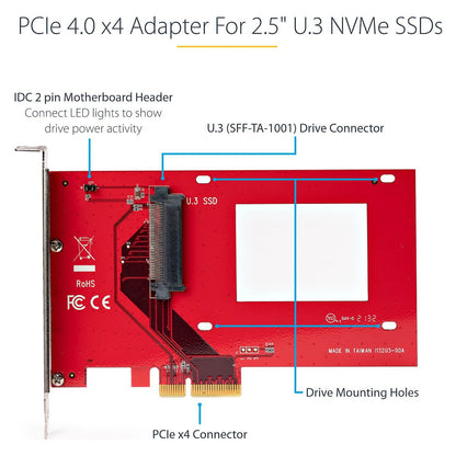 U.3 PCIe Adapterkarte PCIe 4.0 x4 Adapter fur 6,35cm 2,5Zoll U.3 NVMe SSDs SFF-TA-1001 PCI Express Add-in Karte