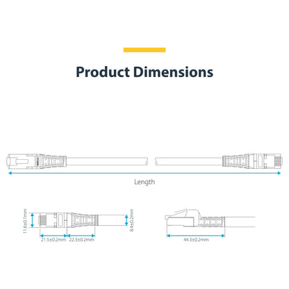 STARTECH.COM 50cm Weisses CAT8 Netzwerkkabel Snagless RJ45 Patchkabel 25G/40G LAN Kabel 2000MHz 100W PoE++ S/FTP LSZH