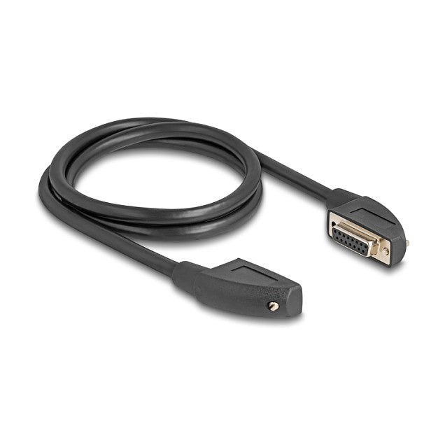Serielles Kabel D-Sub 15 Buchse mit Schraube 90° nach rechts gewinkelt zu D-Sub 15 Buchse mit Schraube 90° nach rechts gewinkelt 1 m schwarz