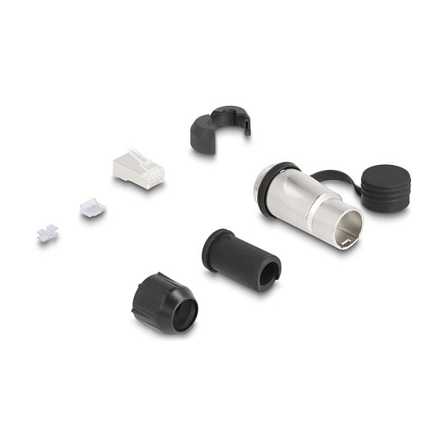 Modularer Stecker zur Eigenmontage Cat.6A mit robusten Kabelsteckergehäuse und Schutzkappe passend für die Delock Durchführungskupplungen 67061 u