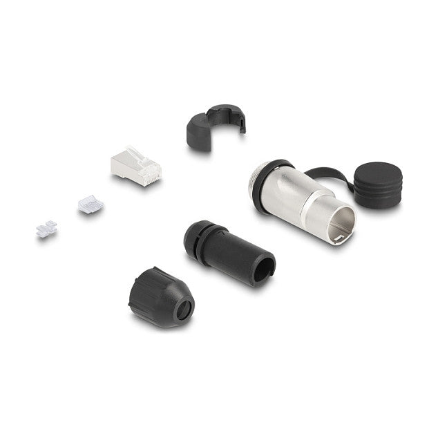 Modularer Stecker Cat.6A zur Eigenmontage mit robusten Kabelsteckergehäuse und Schutzkappe passend für die Delock Durchführungskupplungen 67061 u