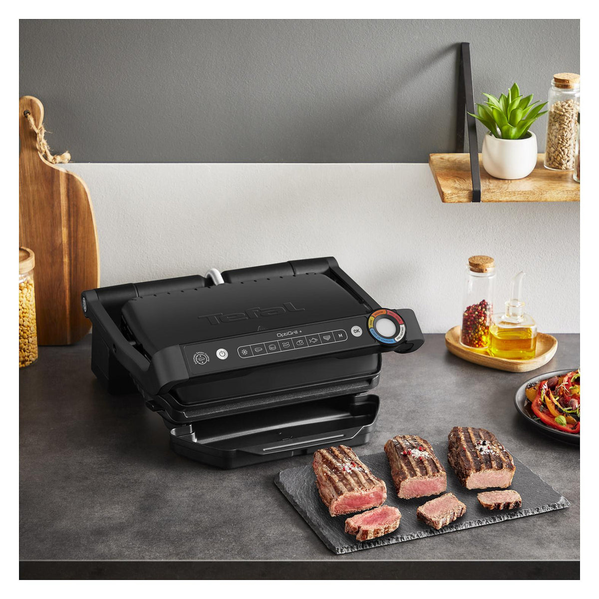 GC7178 OptiGrill+ erneuerte Kochstufenanzeige, 6 Automatikprogramme, inkl. Rezeptbuch