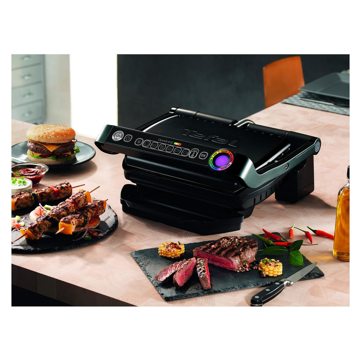 GC712834 Grill, OptiGrill+, 2000W, 6 automatic programs, Black
