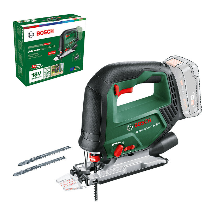 Powertools Akku-Stichsge AdvancedSaw 18V-140, 18Volt (grn, Li-Ionen Akku 2,0Ah, Koffer, POWER FOR ALL ALLIANCE)