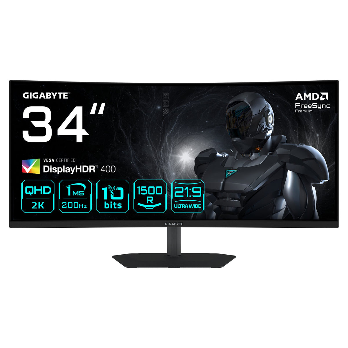 86,4cm/34" (3440x1440) GIGABYTE G34WQC2 1500R WQHD VA 1ms 200Hz HDMI DisplayPort HDR VESA Speaker