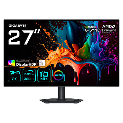 68,6cm/27" (2560x1440) GIGABYTE MO27Q28G WQHD WOLED 0,03ms 280Hz HDMI DisplayPort USB-C USB HDR VESA Speaker Pivot