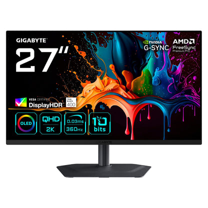 68,6cm/27" (2560x1440) GIGABYTE MO27Q3 WQHD QD-OLED 0,03ms 360Hz HDMI DisplayPort USB-C USB HDR VESA Speaker Pivot