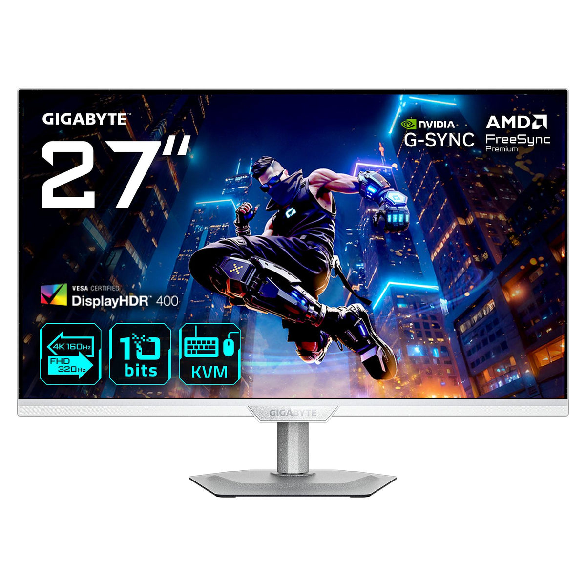 68,6cm/27" (3840x2160) GIGABYTE M27UP ICE 4K SS IPS 1ms 160Hz HDMI DisplayPort USB-C USB HDR VESA Speaker Pivot