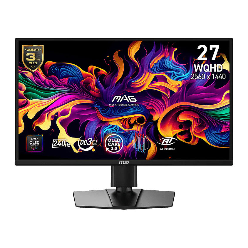 67,3cm/26,5" (2560x1440) MSI MAG 272QPDE QD-OLED X24 16:9 WQHD QD-OLED 0,03ms 240Hz HDMI DisplayPort USB-C VESA Pivot Black