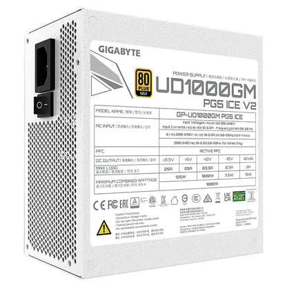 1000W GIGABYTE UD1000GM PG5 V2 ICE ATX Netzteil, 80+ Gold, PCIe5.1, ATX3.1 voll modular