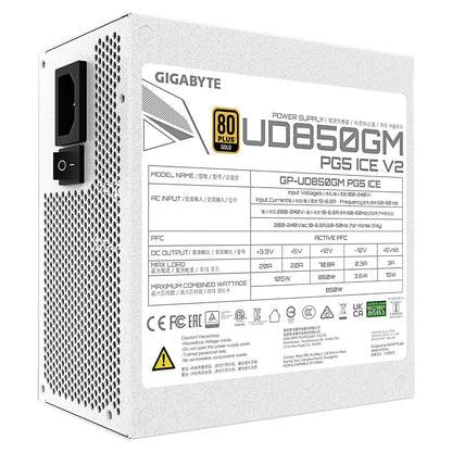 850W GIGABYTE UD850GM PG5 V2 ICE ATX Netzteil, 80+ Gold, PCIe5.1, ATX3.1 voll modular