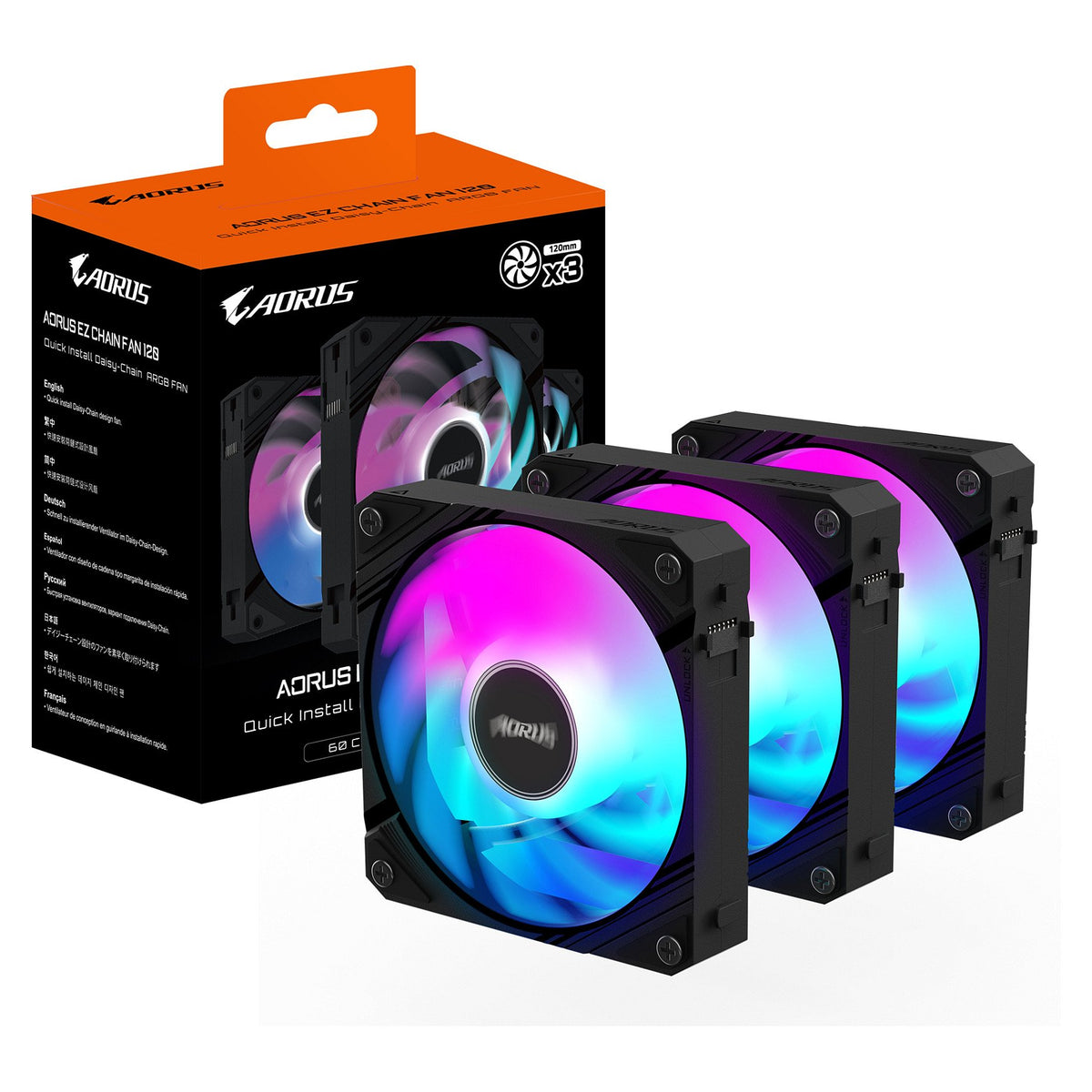 120mm GIGABYTE AORUS EZ CHAIN 120 Lüfter 120x120x25mm (3-Pack)