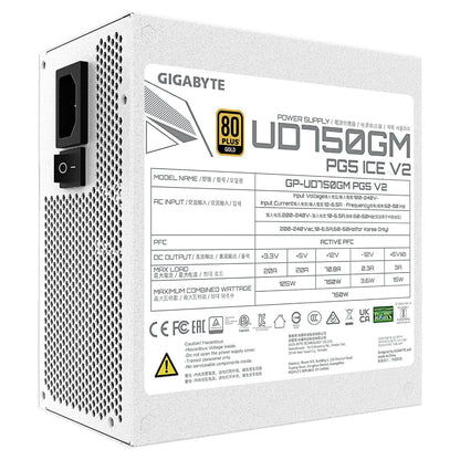 750W GIGABYTE UD750GM PG5 V2 ICE ATX Netzteil, 80+ Gold, PCIe5.1, ATX3.1 voll modular
