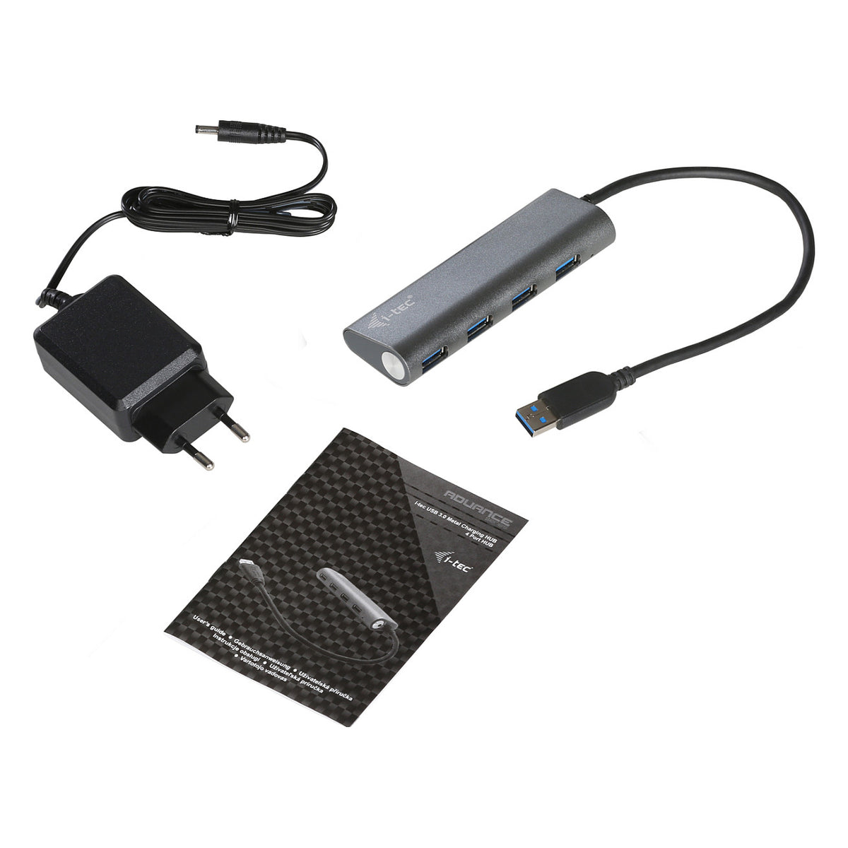 D I-TEC USB 3.0 4-PORT HUB ALU Metal Charging HUB 4 Port port mit externem Netzadapter 4x USB