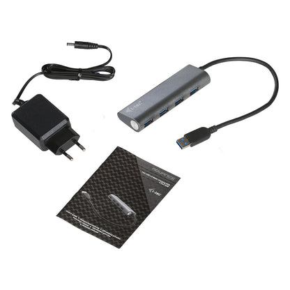 D I-TEC USB 3.0 4-PORT HUB ALU Metal Charging HUB 4 Port port mit externem Netzadapter 4x USB