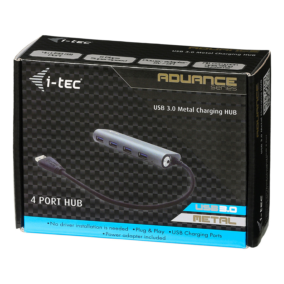 D I-TEC USB 3.0 4-PORT HUB ALU Metal Charging HUB 4 Port port mit externem Netzadapter 4x USB