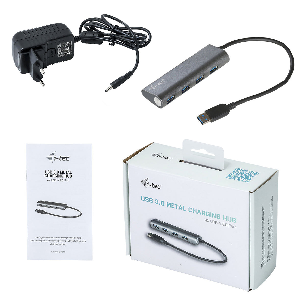 D I-TEC USB 3.0 4-PORT HUB ALU Metal Charging HUB 4 Port port mit externem Netzadapter 4x USB