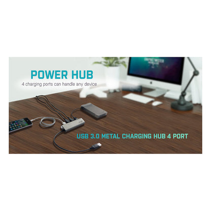 D I-TEC USB 3.0 4-PORT HUB ALU Metal Charging HUB 4 Port port mit externem Netzadapter 4x USB
