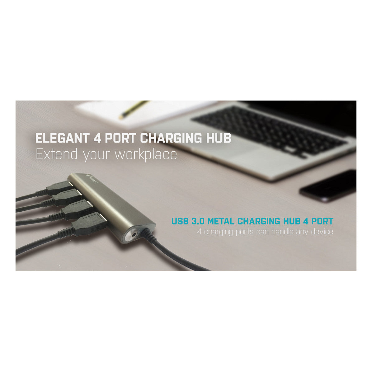 D I-TEC USB 3.0 4-PORT HUB ALU Metal Charging HUB 4 Port port mit externem Netzadapter 4x USB