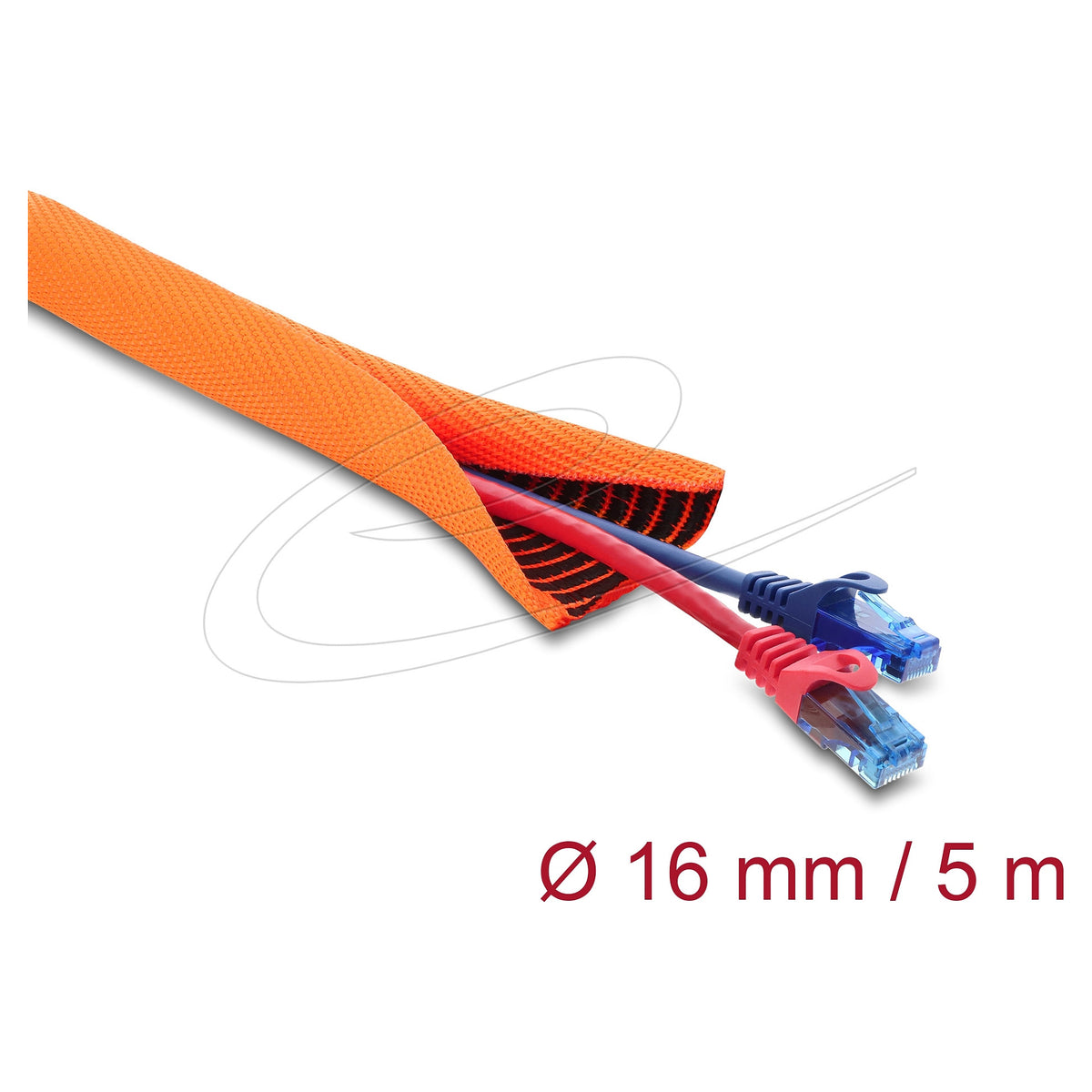 Kabelschutzschlauch mit schwarzer Verschleißanzeige selbstschließend doppellagig 5 m x 16 mm orange