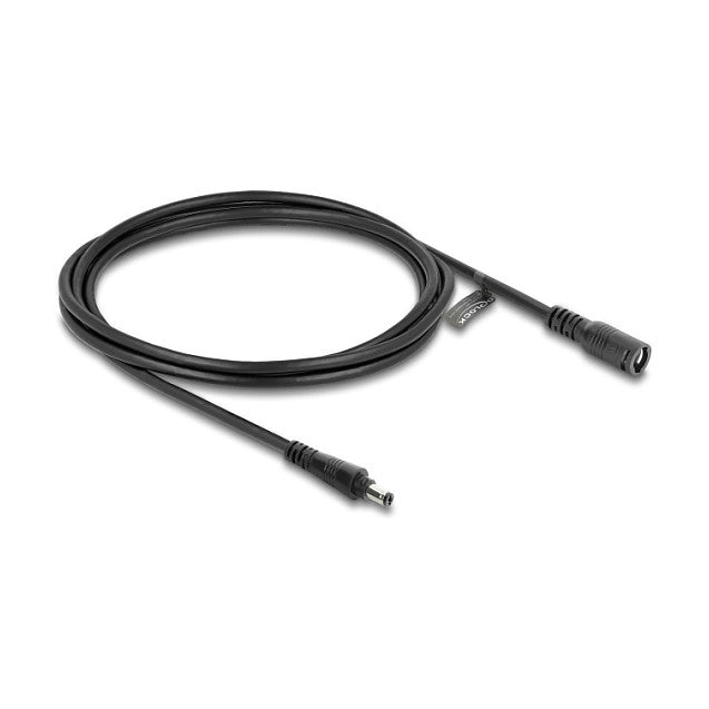 DC Verlängerungskabel 5,5 x 2,5 mm Stecker zu Buchse mit Bajonettverschluss 18 AWG, 2 m schwarz
