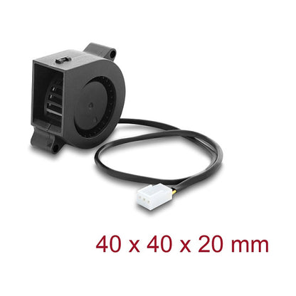 Radiallüfter / Lüftergebläse 12 V DC 40 x 40 x 20 mm mit 3-Pin Lüfteranschluss, schwarz