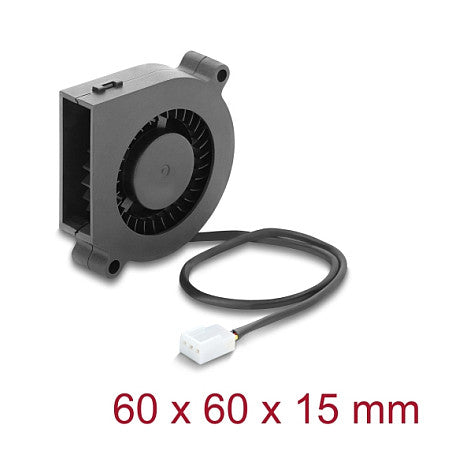 Radiallüfter / Lüftergebläse 12 V DC 60 x 60 x 15 mm mit 3-Pin Lüfteranschluss, schwarz