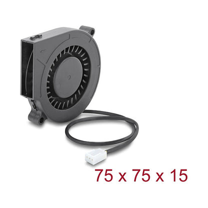 Radiallüfter / Lüftergebläse 12 V DC 75 x 75 x 15 mm mit 3-Pin Lüfteranschluss, schwarz