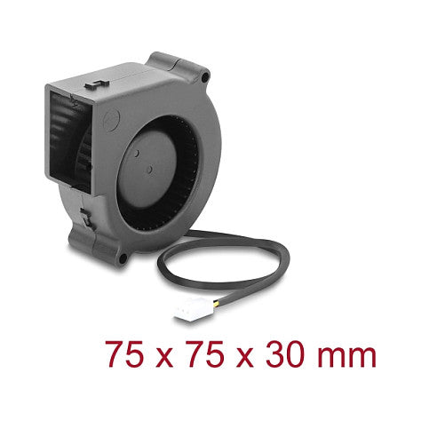 Radiallüfter / Lüftergebläse 12 V DC 75 x 75 x 30 mm mit 3-Pin Lüfteranschluss, schwarz