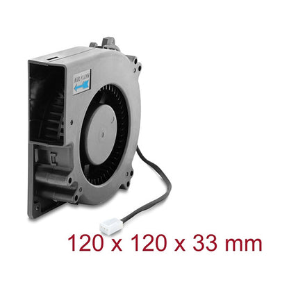 Radiallüfter / Lüftergebläse 12 V DC 120 x 120 x 33 mm mit 3-Pin Lüfteranschluss, schwarz