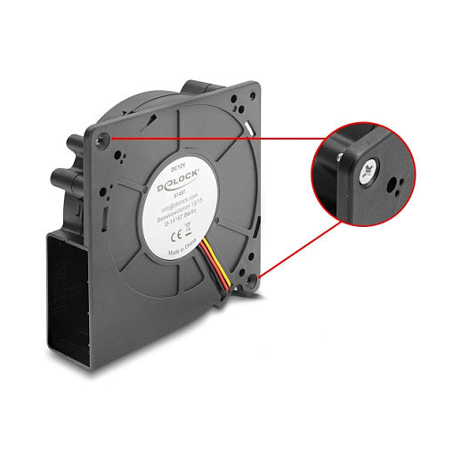 Radiallüfter / Lüftergebläse 12 V DC 120 x 120 x 33 mm mit 3-Pin Lüfteranschluss, schwarz