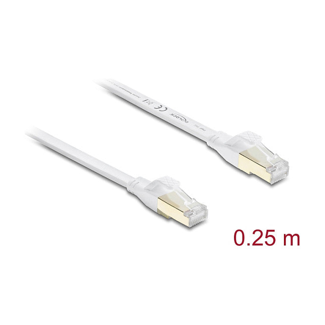 RJ45 Flachband Patchkabel Cat.8.1 U/FTP bis 40 Gbps 0,25 m weiß