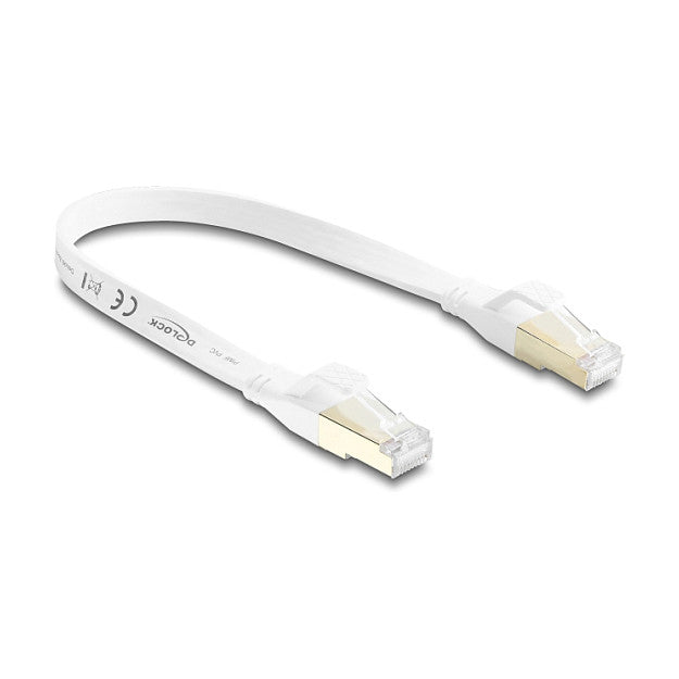 RJ45 Flachband Patchkabel Cat.8.1 U/FTP bis 40 Gbps 0,25 m weiß