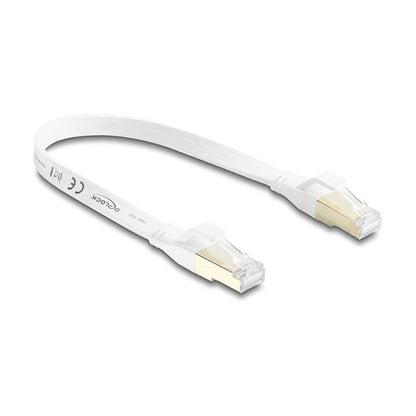 RJ45 Flachband Patchkabel Cat.8.1 U/FTP bis 40 Gbps 0,25 m weiß