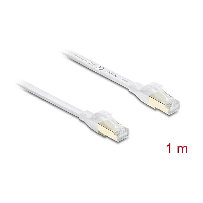 RJ45 Flachband Patchkabel Cat.8.1 U/FTP bis 40 Gbps 1 m weiß