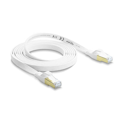 RJ45 Flachband Patchkabel Cat.8.1 U/FTP bis 40 Gbps 2 m weiß