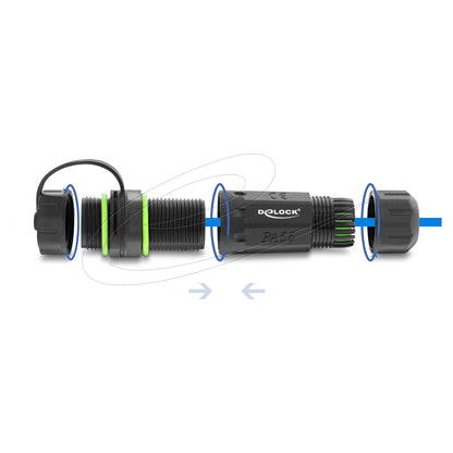 Kabelverbinder RJ45 Buchse zu RJ45 Buchse Cat.6 mit M20 x 1,5 mm Gewinde und Verschlusskappe mit Gehäuse kompatibel mit Starlink IP68 staub- un