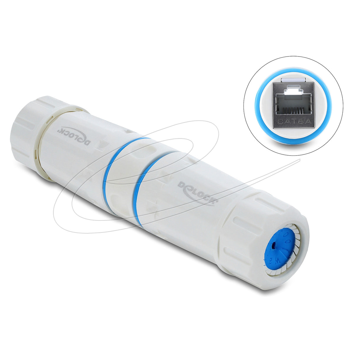 Kabelverbinder RJ45 Buchse zu RJ45 Buchse Cat.6A mit M23.5 x 1,5 mm Gewinde IP68 staub- und wasserdicht weiß