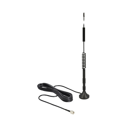 LTE Antenne SMA Stecker 5 dBi starr omnidirektional mit magnetischem Standfuß und Anschlusskabel RG-174 3 m outdoor schwarz