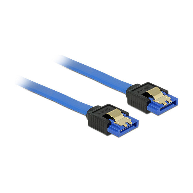 Kabel SATA 6 Gb/s Buchse gerade > SATA Buchse gerade 70 cm blau mit Goldclips