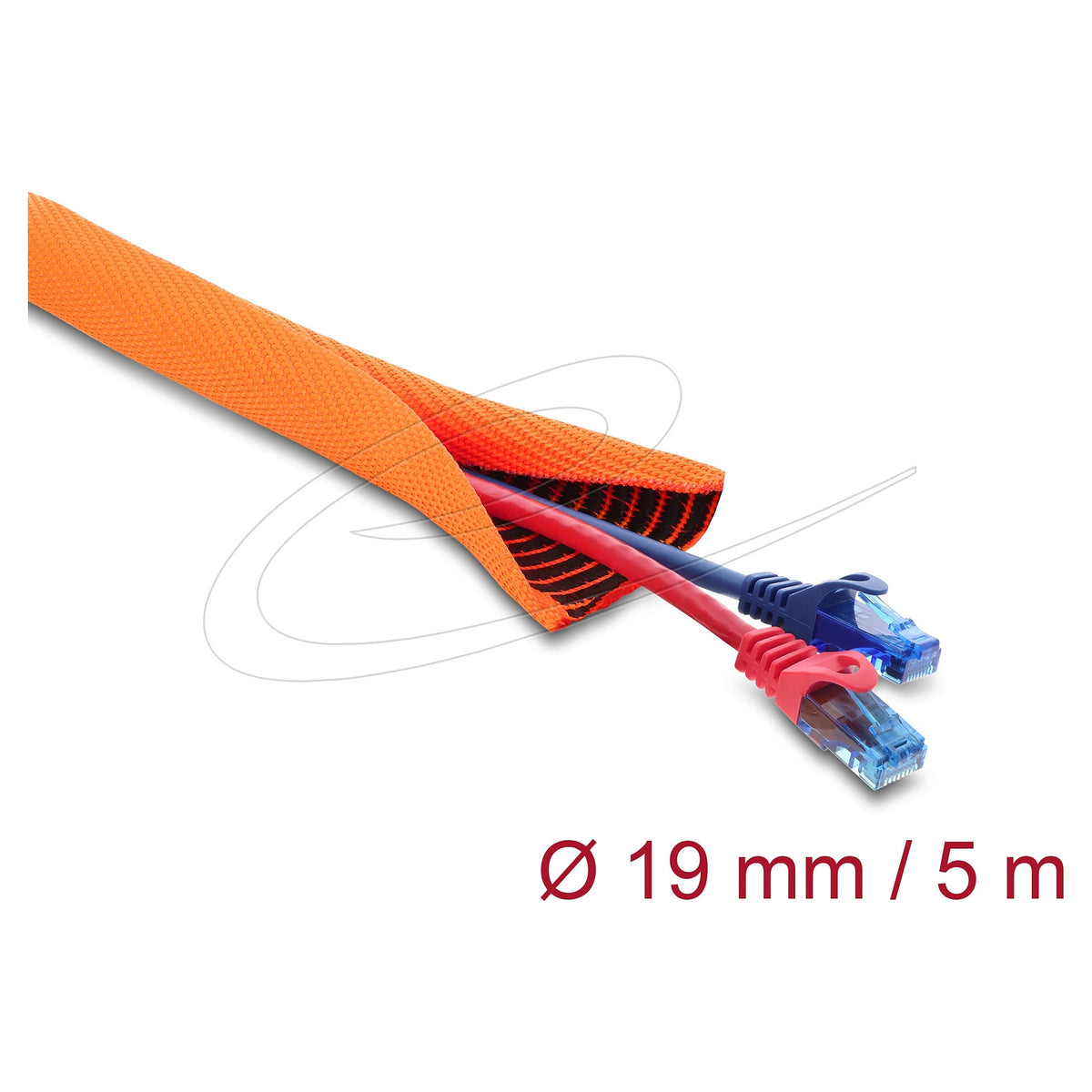 Kabelschutzschlauch mit schwarzer Verschleißanzeige selbstschließend doppellagig 5 m x 19 mm orange