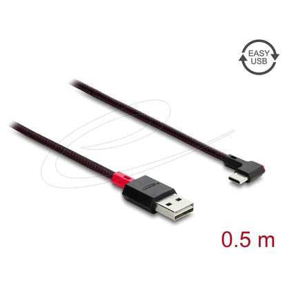 EASY-USB 2.0 Kabel Typ-A Stecker zu USB Type-C™ Stecker gewinkelt links / rechts 0,5 m schwarz