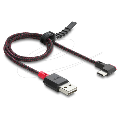 EASY-USB 2.0 Kabel Typ-A Stecker zu USB Type-C™ Stecker gewinkelt links / rechts 0,5 m schwarz