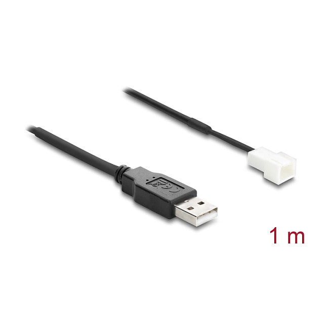 Lüfterkabel USB 2.0 Typ-A Stecker zu 3 Pin (2 Pins belegt) Lüfteranschluss-Stecker 1 m