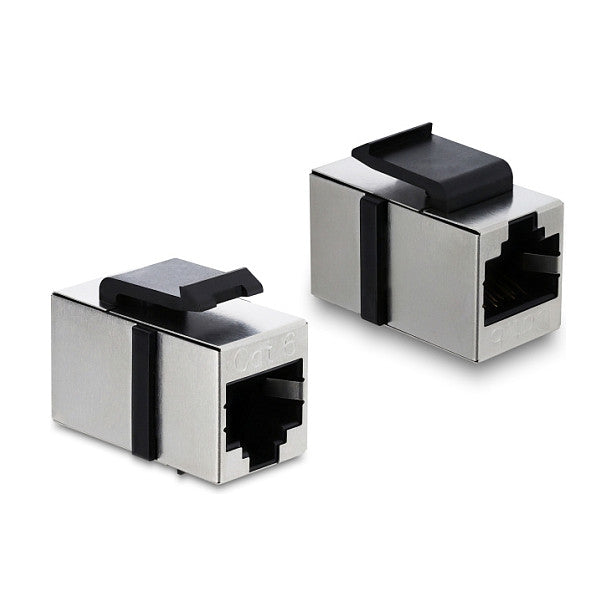 Keystone Modul Kupplung RJ45 Buchse zu RJ45 Buchse Cat.6 geschirmt Metall silber / schwarz